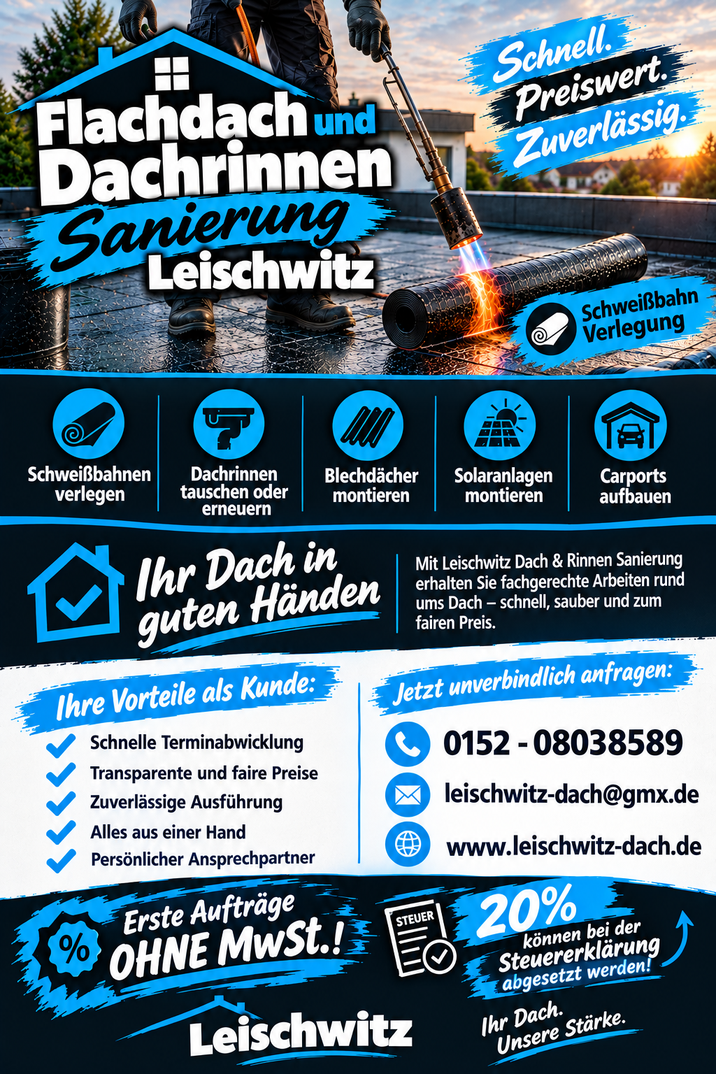 Flyer von Leischwitz Dach & Rinnen Sanierung